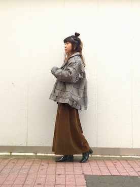 「アイテム（ブーツ、グリーン系）」を使った、MIKIさん（レディース・158cm）の冬コーディネート