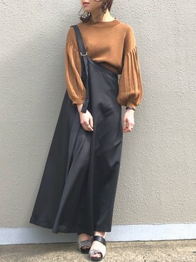 「OSMOSIS（オズモーシス）のアイテム（オールインワン・サロペット）」を使った、MIKIさん（レディース・158cm）の春コーディネート