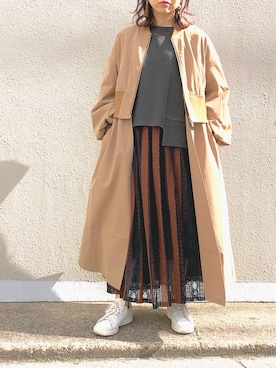 「OSMOSIS（オズモーシス）のアイテム（ブルゾン）」を使った、MIKIさん（レディース・158cm）の春コーディネート