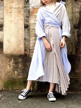 「シャツワンピース」｜MIKIさん（レディース・158cm）の春コーディネート