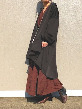 「OSMOSIS（オズモーシス）のアイテム（ブルゾン）」を使った、MIKIさん（レディース・158cm）の秋コーディネート