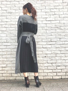 「プリーツ」｜MIKIさん（レディース・158cm）の秋コーディネート