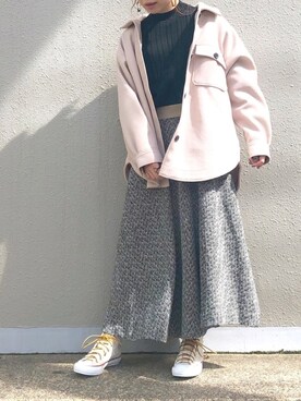 「OSMOSIS（オズモーシス）のアイテム（ステンカラーコート）」を使った、MIKIさん（レディース・158cm）の秋コーディネート