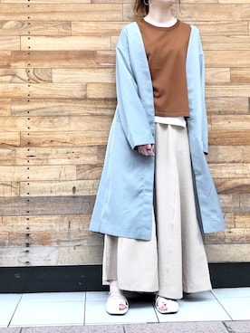 「OSMOSIS（オズモーシス）のアイテム（その他アウター）」を使った、MIKIさん（レディース・158cm）の春コーディネート