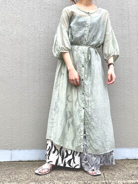 「OSMOSIS（オズモーシス）のアイテム（シャツワンピース）」を使った、MIKIさん（レディース・158cm）の夏コーディネート