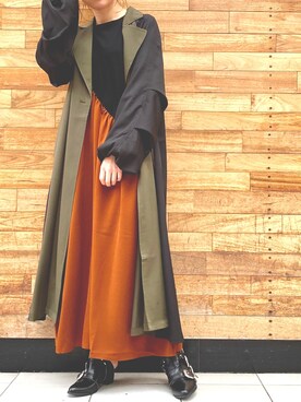 「OSMOSIS（オズモーシス）のアイテム（その他アウター）」を使った、MIKIさん（レディース・158cm）の秋コーディネート
