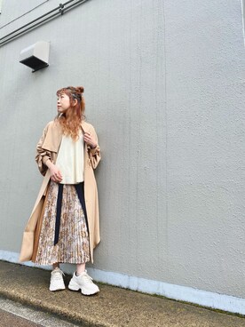 「OSMOSIS（オズモーシス）のアイテム（その他アウター）」を使った、MIKIさん（レディース・158cm）の春コーディネート