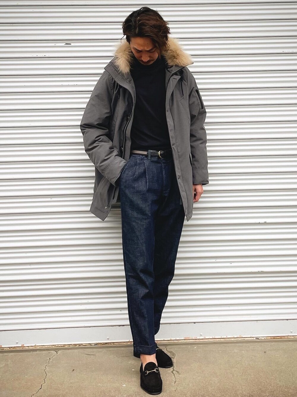 「nano・universe、nanouniverse、ナノユニバース、mensfashion、Lumine、ootd、outfit、menswear、西川ダウン、ダウンジャケット」｜「NANO universeの西川ダウン［HYBRID］ EASTアークティック（ダウンジャケット/コート、グレー系）」を使った、nano・universeルミネ新宿 Mensさん（メンズ・170cm）の冬コーディネートの1枚目の写真