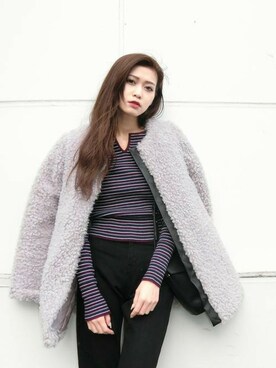 「EMODA（エモダ）のアイテム（その他アウター）」を使った、EMODA Official_STAFFさん（レディース・160cm）の冬コーディネート
