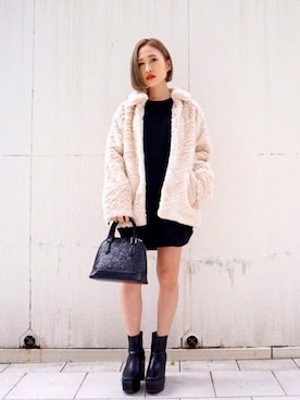 「EMODA（エモダ）のアイテム（その他アウター）」を使った、EMODA Official_STAFFさん（レディース・154cm）の冬コーディネート