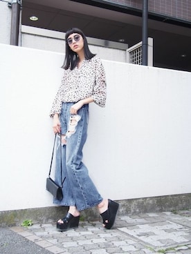 「EMODA（エモダ）のアイテム（シャツ/ブラウス）」を使った、EMODA Official_STAFFさん（レディース・173cm）の春コーディネート