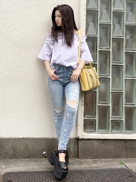 「EMODA（エモダ）のアイテム（Tシャツ/カットソー）」を使った、EMODA Official_STAFFさん（レディース・160cm）の春コーディネート