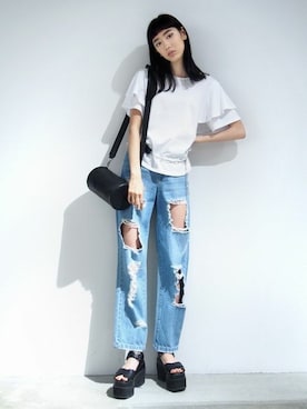 「EMODA（エモダ）のアイテム（Tシャツ/カットソー）」を使った、EMODA Official_STAFFさん（レディース・173cm）の夏コーディネート