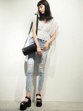 「EMODA（エモダ）のアイテム（Tシャツ/カットソー）」を使った、EMODA Official_STAFFさん（レディース・173cm）の夏コーディネート