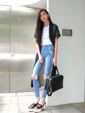 「EMODA（エモダ）のアイテム（シャツ/ブラウス）」を使った、EMODA Official_STAFFさん（レディース・160cm）の夏コーディネート