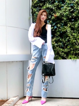 「EMODA（エモダ）のアイテム（シャツ/ブラウス）」を使った、EMODA Official_STAFFさん（レディース・160cm）の夏コーディネート