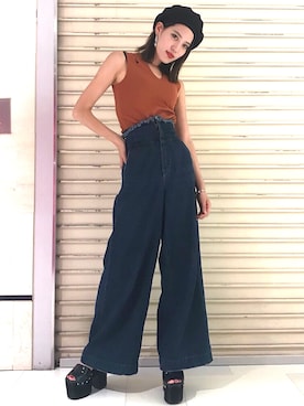 「アイテム（タンクトップ、パープル系）」を使った、EMODA Official_STAFFさん（レディース・160cm）の夏コーディネート