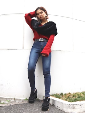 「EMODA（エモダ）のアイテム（その他シューズ）」を使った、EMODA Official_STAFFさん（レディース・160cm）の秋コーディネート