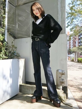 「EMODA（エモダ）のアイテム（Tシャツ/カットソー）」を使った、EMODA Official_STAFFさん（レディース・160cm）の冬コーディネート