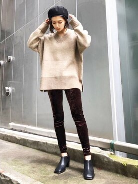 「EMODA（エモダ）のアイテム（その他シューズ）」を使った、EMODA Official_STAFFさん（レディース・160cm）の冬コーディネート