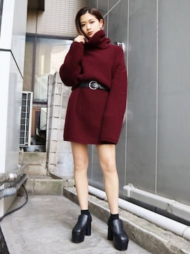 「EMODA（エモダ）のアイテム（ワンピース/ドレス）」を使った、EMODA Official_STAFFさん（レディース・160cm）の冬コーディネート