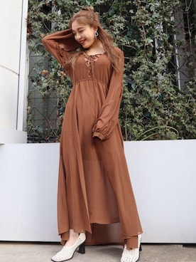 Emoda エモダ レディース のワンピース イエロー 黄色系 花柄 コーディネート Zozotown