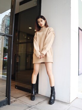 「EMODA（エモダ）のアイテム（その他シューズ）」を使った、EMODA Official_STAFFさん（レディース・160cm）の冬コーディネート