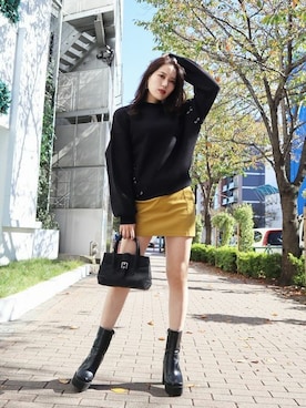 「EMODA（エモダ）のアイテム（スカート）」を使った、EMODA Official_STAFFさん（レディース・164cm）の冬コーディネート