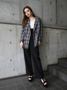「EMODA（エモダ）のアイテム（テーラードジャケット）」を使った、EMODA Official_STAFFさん（レディース・163cm）の春コーディネート