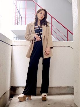 「EMODA（エモダ）のアイテム（テーラードジャケット）」を使った、EMODA Official_STAFFさん（レディース・160cm）の春コーディネート