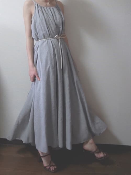 AMERI MEDI LAMP HALTER NECK DRESS ライトブルー Ameri（アメリ