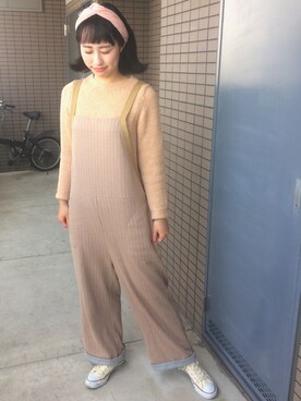 「Ne-net（ネネット）のアイテム（サロペット/オーバーオール）」を使った、noriさん（レディース・162cm）の春コーディネート