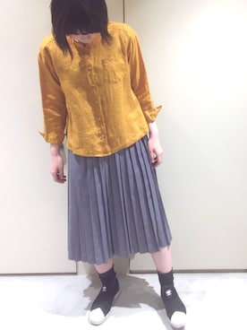 「bulle de savon（ビュルデサボン）のアイテム（シャツ/ブラウス）」を使った、アトリエドゥサボンさん（レディース・157cm）の春コーディネート
