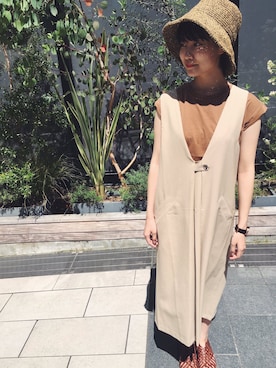 「アイテム（トップス、ブラウン系）」を使った、アトリエドゥサボンさん（レディース・157cm）の春コーディネート