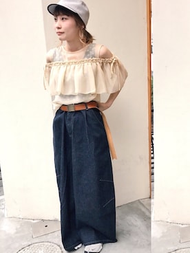 「peu pres（プープレ）のアイテム」を使った、アトリエドゥサボンさん（レディース・157cm）の夏コーディネート