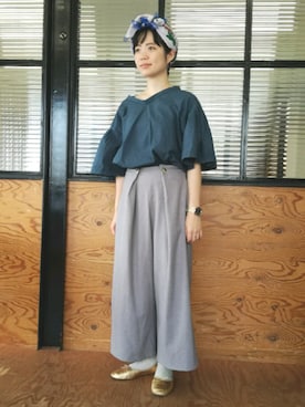 「bulle de savon（ビュルデサボン）のアイテム（その他パンツ）」を使った、アトリエドゥサボンさん（レディース・160cm）の夏コーディネート