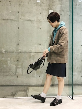 「アイテム（テーラードジャケット、レッド系）」を使った、アトリエドゥサボンさん（レディース・158cm）の秋コーディネート