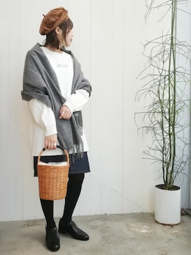 「アイテム（ハンチング/ベレー帽、ベージュ系）」を使った、アトリエドゥサボンさん（レディース・158cm）の秋コーディネート