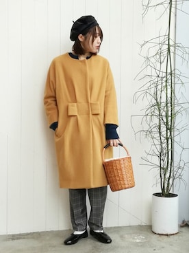 「アイテム（その他アウター、イエロー系）」を使った、アトリエドゥサボンさん（レディース・158cm）の冬コーディネート
