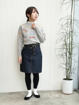 「生デニム」｜アトリエドゥサボンさん（レディース・158cm）の冬コーディネート