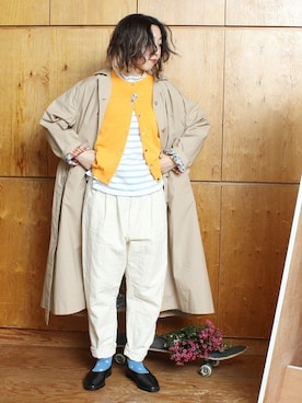 「アイテム（カーディガン/ボレロ、オレンジ系）」を使った、アトリエドゥサボンさん（レディース・158cm）の冬コーディネート