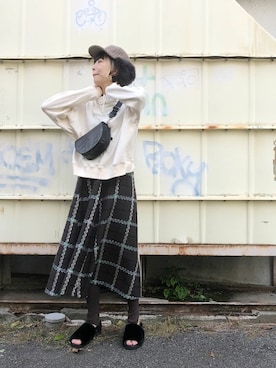 「ファーサンダル」｜アトリエドゥサボンさん（レディース・165cm）の冬コーディネート