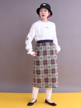 「アイテム（アクセサリー、パープル系）」を使った、アトリエドゥサボンさん（レディース・158cm）の春コーディネート