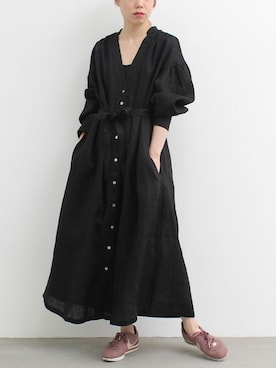 「アイテム（シャツワンピース、ブラック系）」を使った、アトリエドゥサボンさん（レディース・159cm）の夏コーディネート