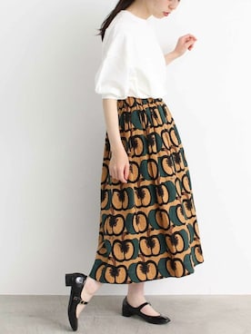 プープレ peu pres ぷどうプリントタックスカート 美品☆peu pres