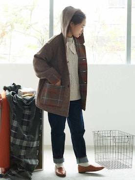「l'atelier du savon（アトリエドサボン）のアイテム（その他アウター）」を使った、アトリエドゥサボンさん（レディース・154cm）の冬コーディネート