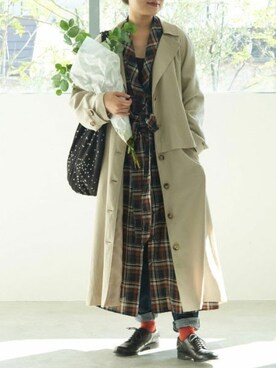 「l'atelier du savon（アトリエドサボン）のアイテム（その他アウター）」を使った、アトリエドゥサボンさん（レディース・154cm）の冬コーディネート