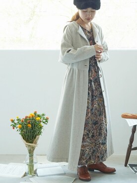 「l'atelier du savon（アトリエドサボン）のアイテム（その他アウター）」を使った、アトリエドゥサボンさん（レディース・154cm）の冬コーディネート