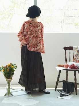 「アイテム（シャツ/ブラウス、ピンク系）」を使った、アトリエドゥサボンさん（レディース・154cm）の冬コーディネート