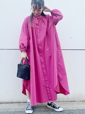 「アイテム（シャツワンピース、ピンク系）」を使った、アトリエドゥサボンさん（レディース・154cm）の夏コーディネート